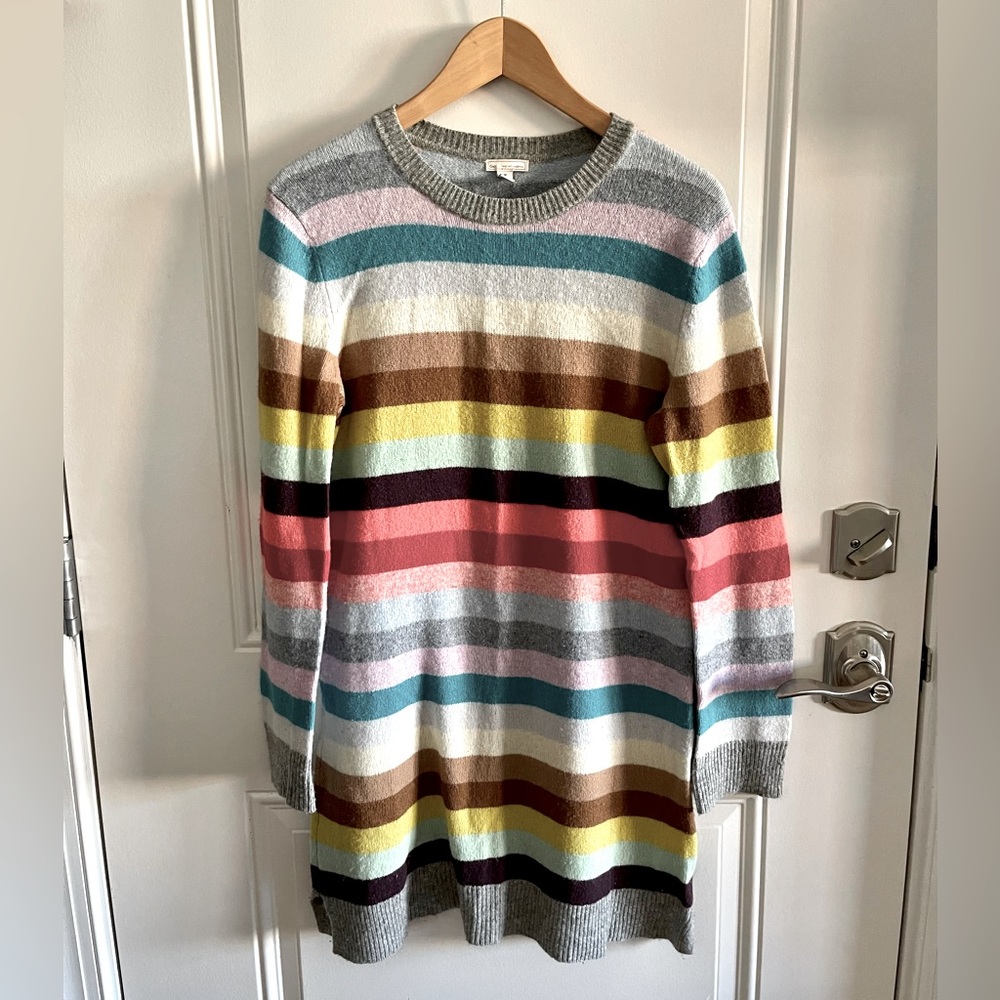 GAP Lambswool Blend Rainbow Sweater Dress, M